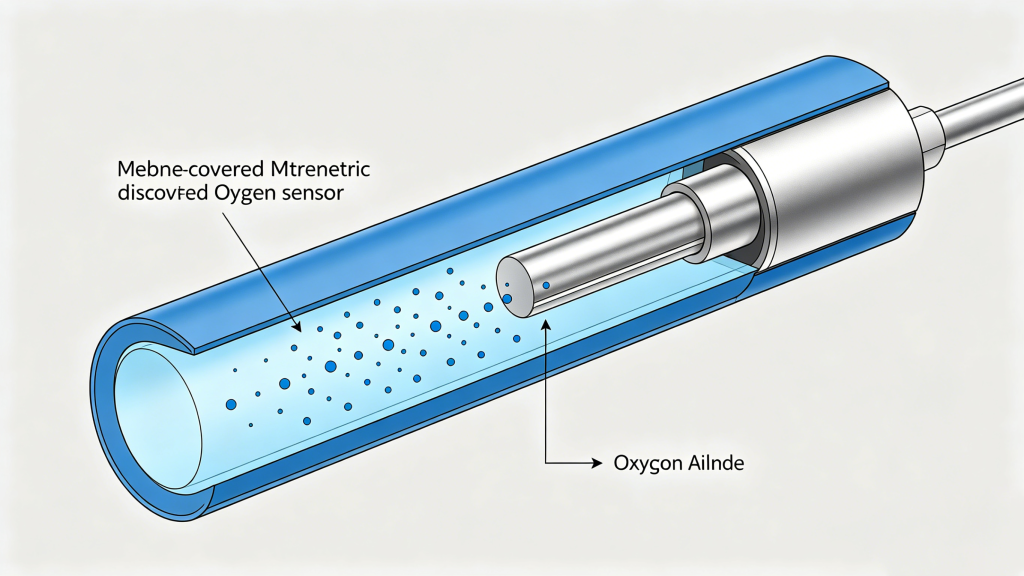 electrochemical dissolved oxygen sensor membrane-covered amperometric cell diagram ISO 5814