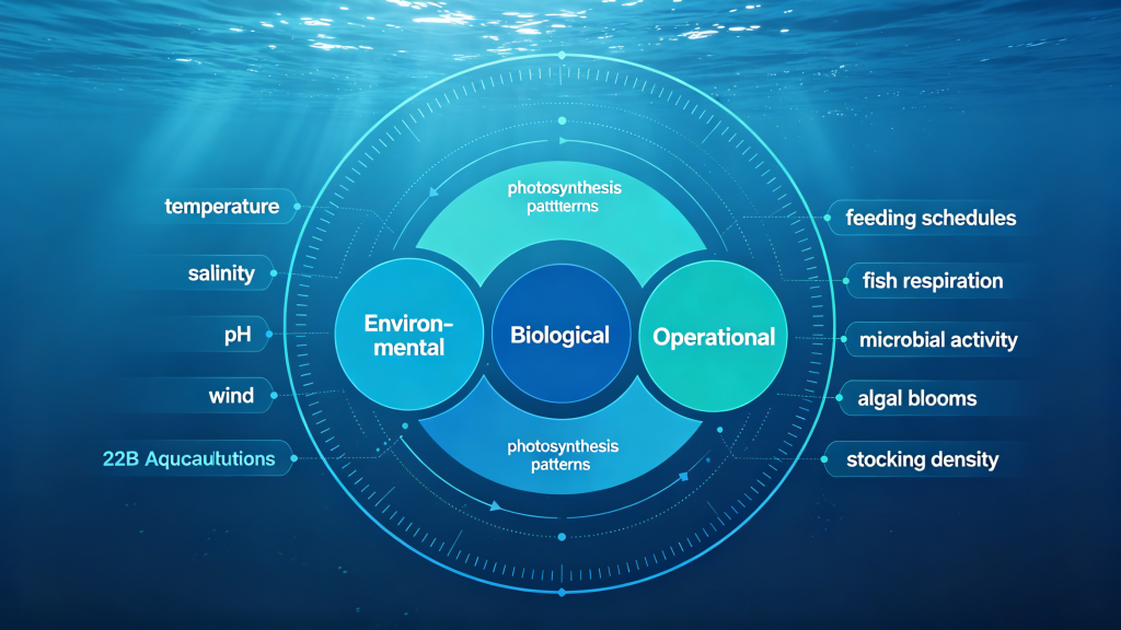 dissolved oxygen prediction modeling environmental biological operational factors temperature salinity pH algal bloom feeding aeration