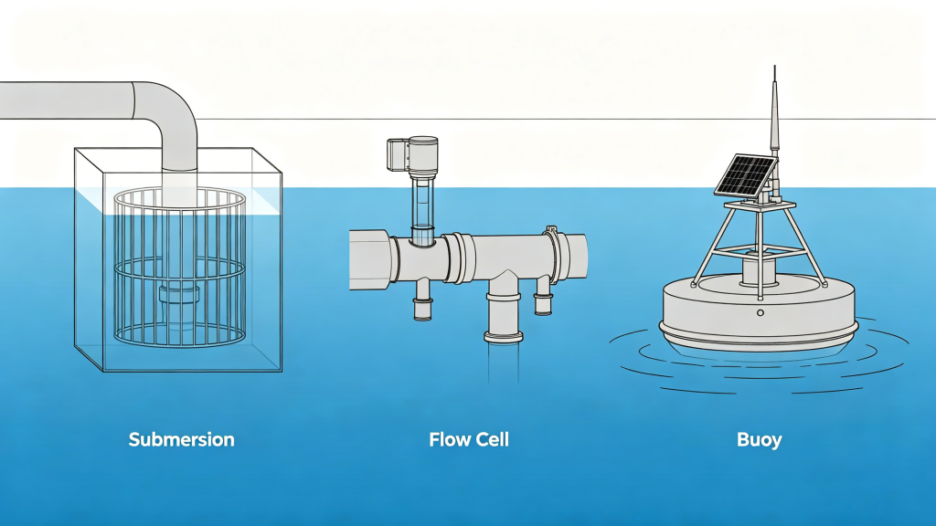 dissolved oxygen sensor submersion flow cell buoy mounting methods