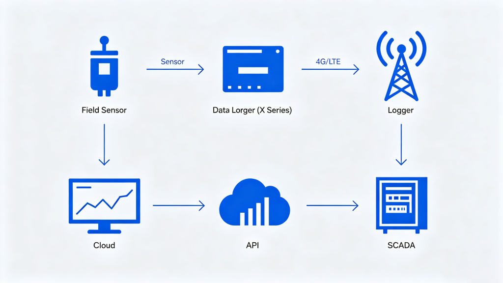dissolved oxygen sensor data telemetry 4G LTE cloud platform API integration SCADA