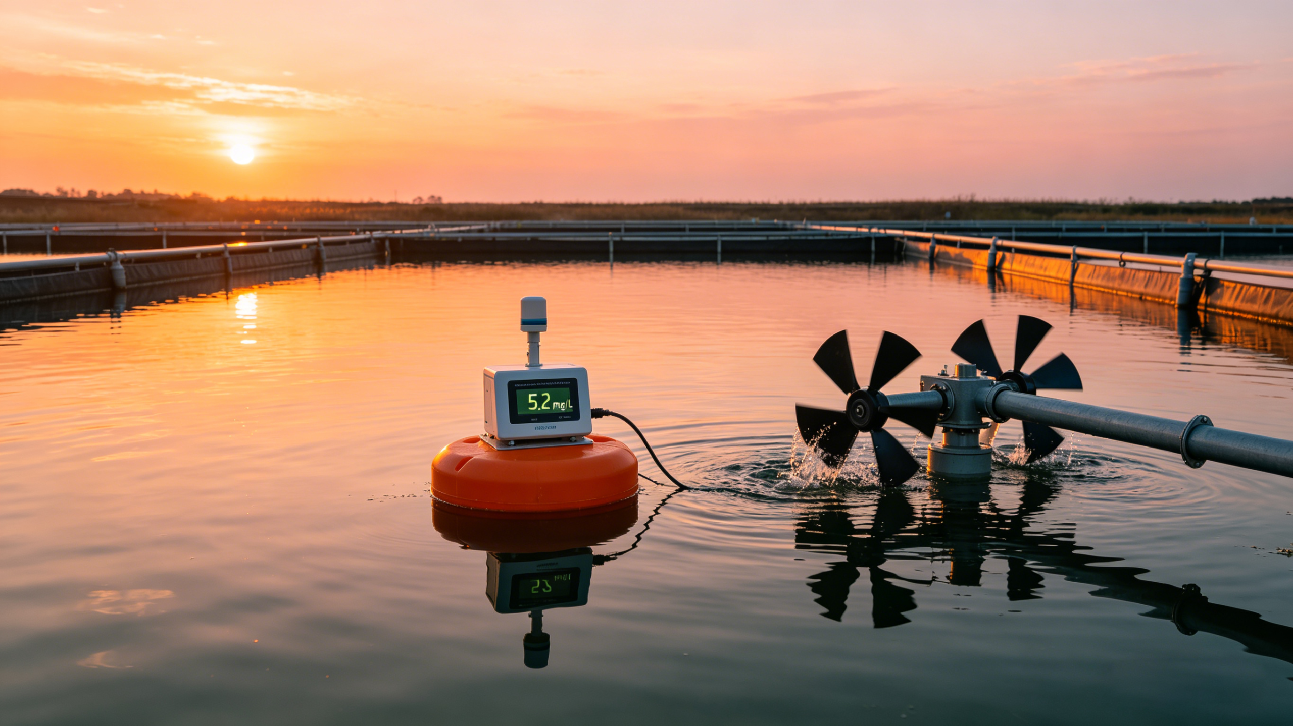 Real-time dissolved oxygen monitoring in aquaculture pond with optical sensor buoy
