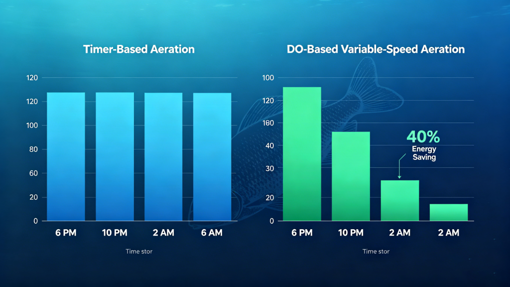 Energy savings of variable-speed aeration driven by dissolved oxygen monitoring in aquaculture