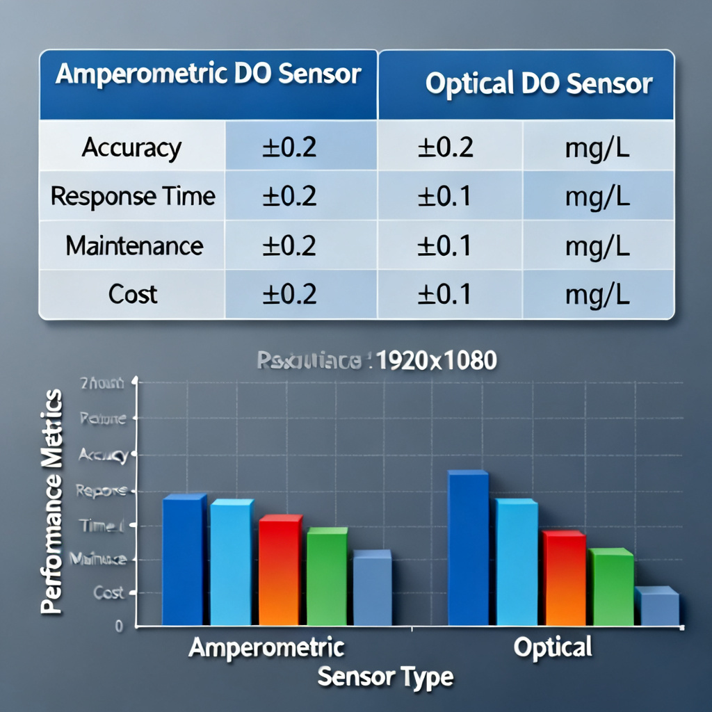 Amperometric vs optical dissolved oxygen sensor comparison table and chart