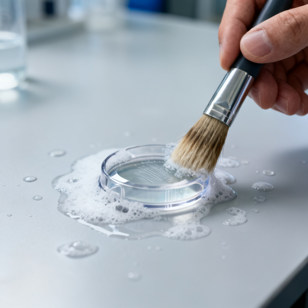 Cleaning optical DO sensor cap with soft brush and mild detergent