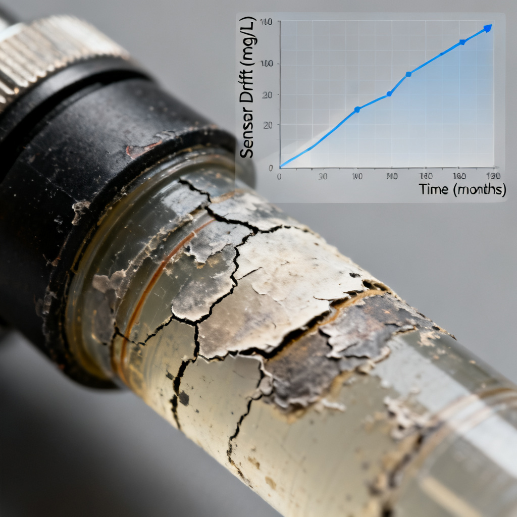 DO sensor membrane degradation causing calibration drift in electrochemical sensors