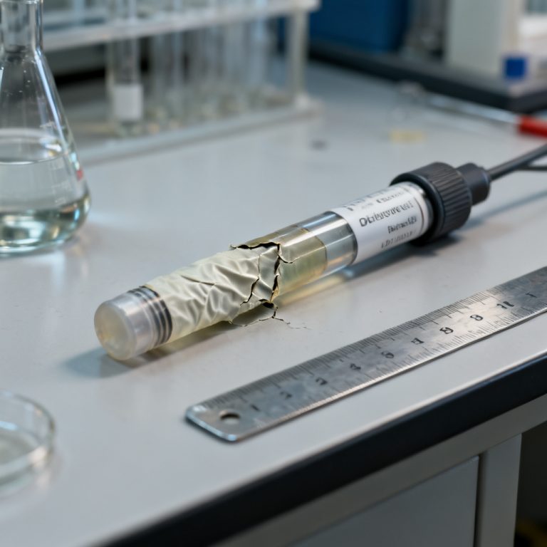 Electrochemical DO sensor membrane replacement showing step-by-step process for replacing worn membrane on dissolved oxygen sensor probe