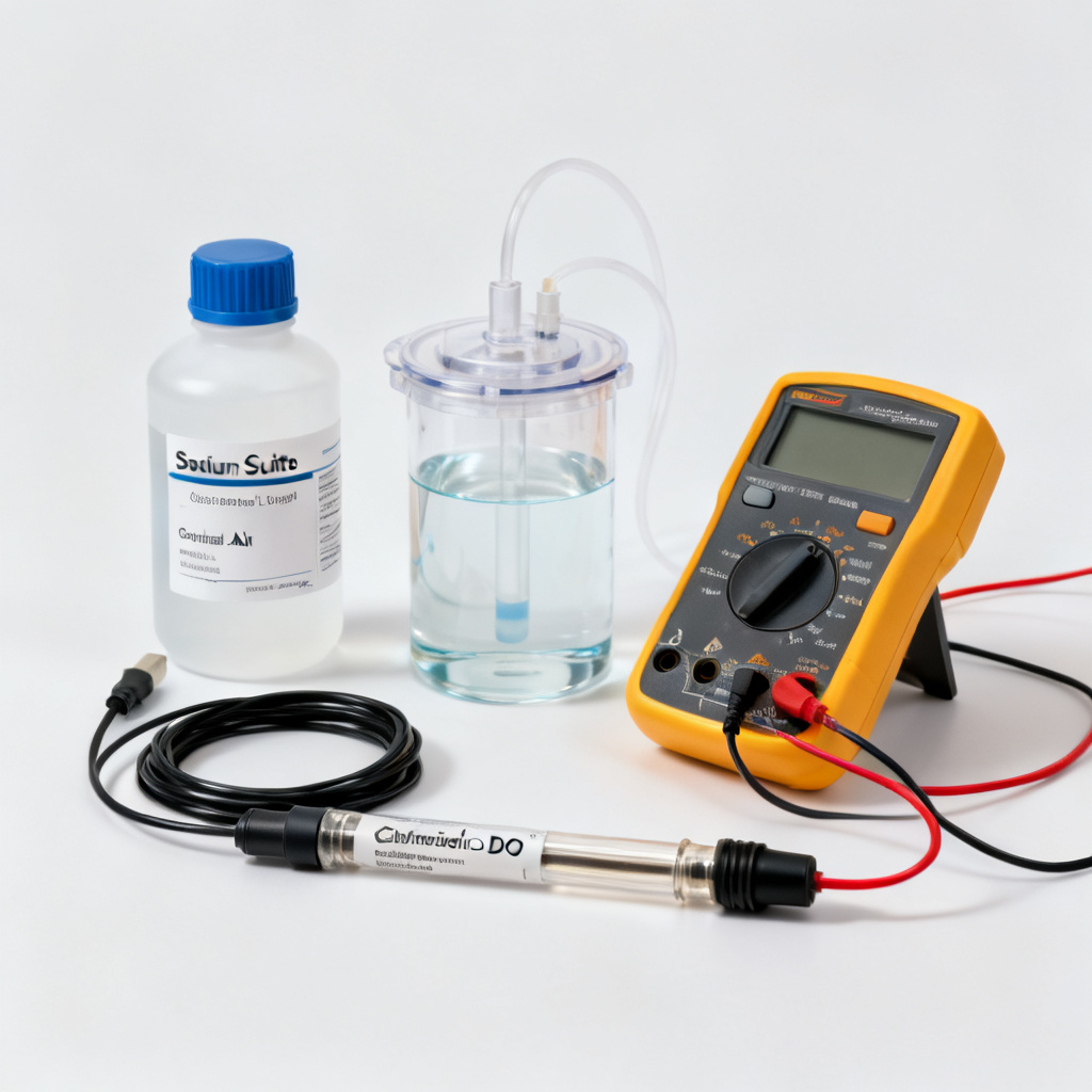 Calibration kit for galvanic DO sensor self-powered no external voltage including sodium sulfite solution and saturation chamber