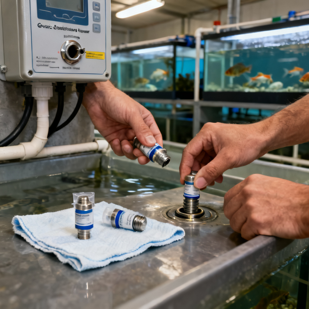 Galvanic DO sensor cartridge replacement for aquaculture monitoring
