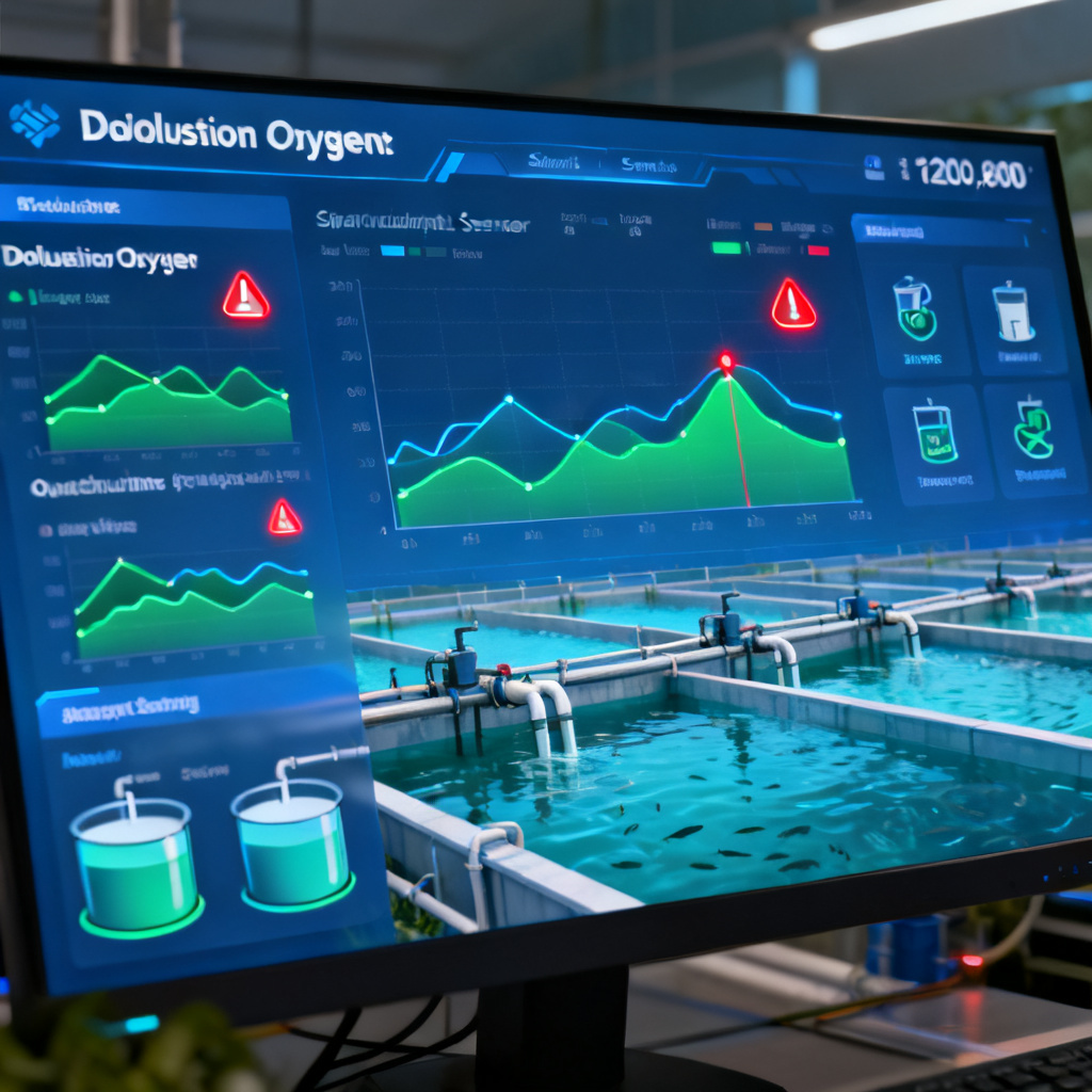 IoT smart aquaculture DO monitoring dashboard showing real-time sensor data