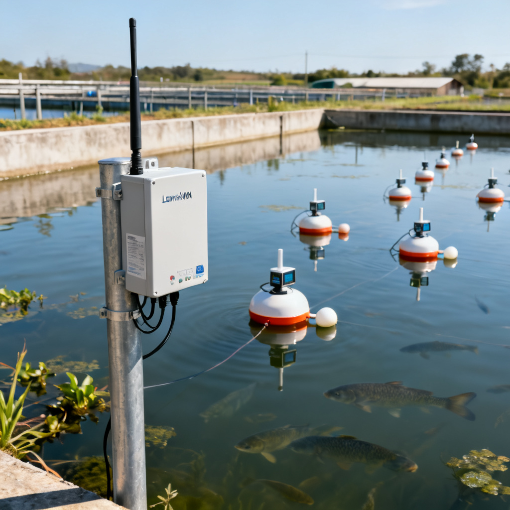LoRaWAN gateway deployment for aquaculture DO monitoring in pond farm