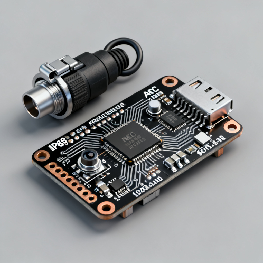 Optical DO sensor PCB electronics architecture showing microcontroller analog front-end and connectors