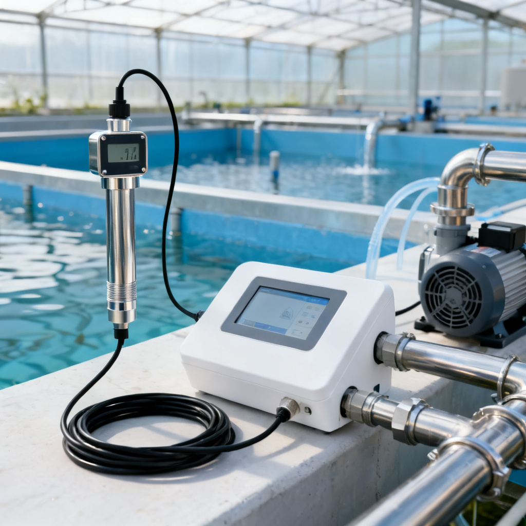 Automated DO monitoring system setup with sensor controller and aeration