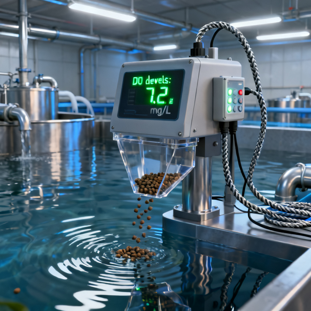 Automated feeding system controlled by optical DO sensor for feed savings
