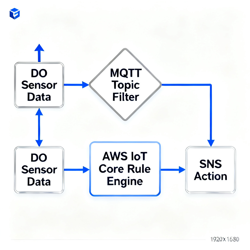 AWS IoT Core rule configuration for dissolved oxygen sensor SMS alert pipeline
