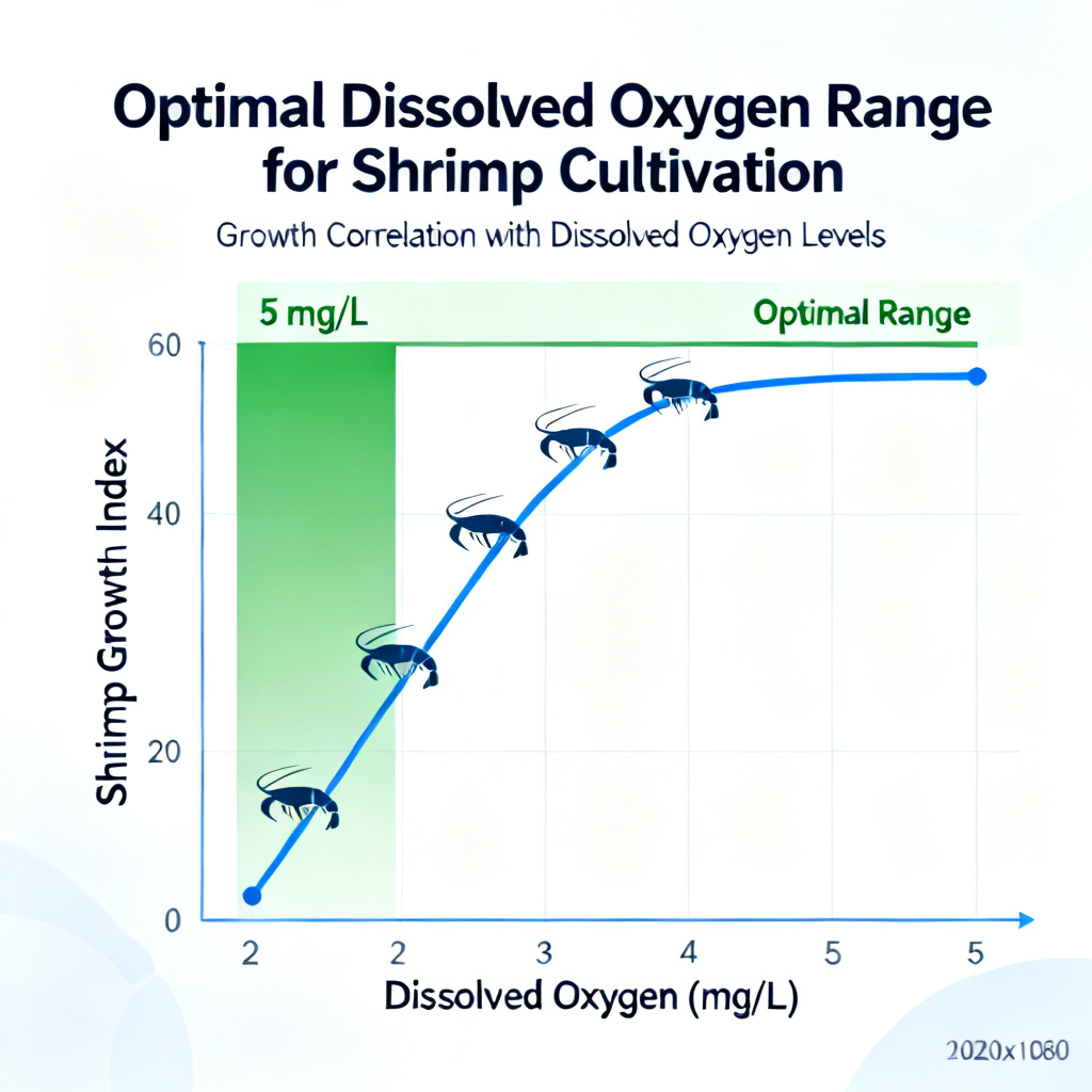 Dissolved oxygen level chart showing shrimp health and growth at DO above 5 mg/L