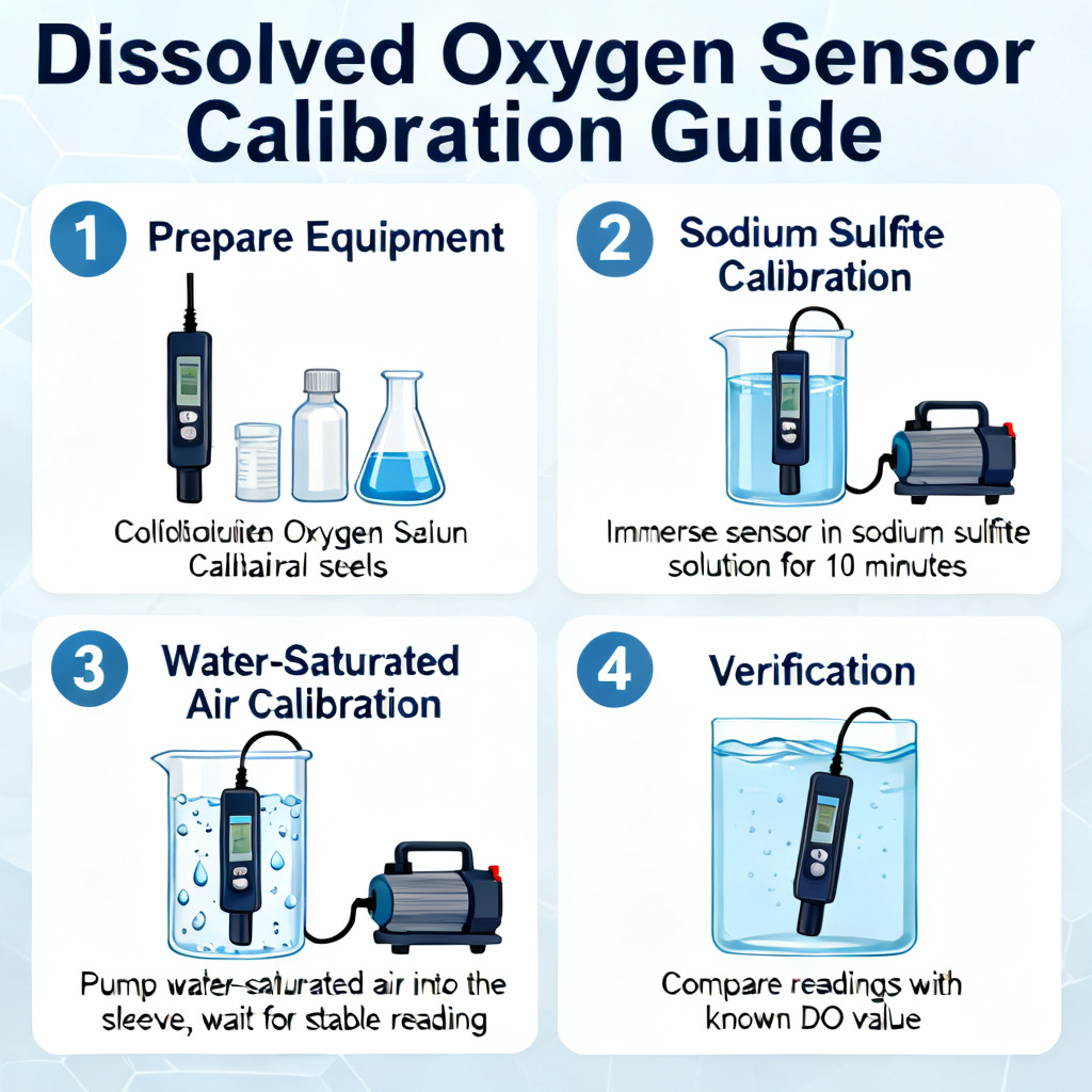 Dissolved oxygen sensor calibration procedure using sodium sulfite and water-saturated air methods