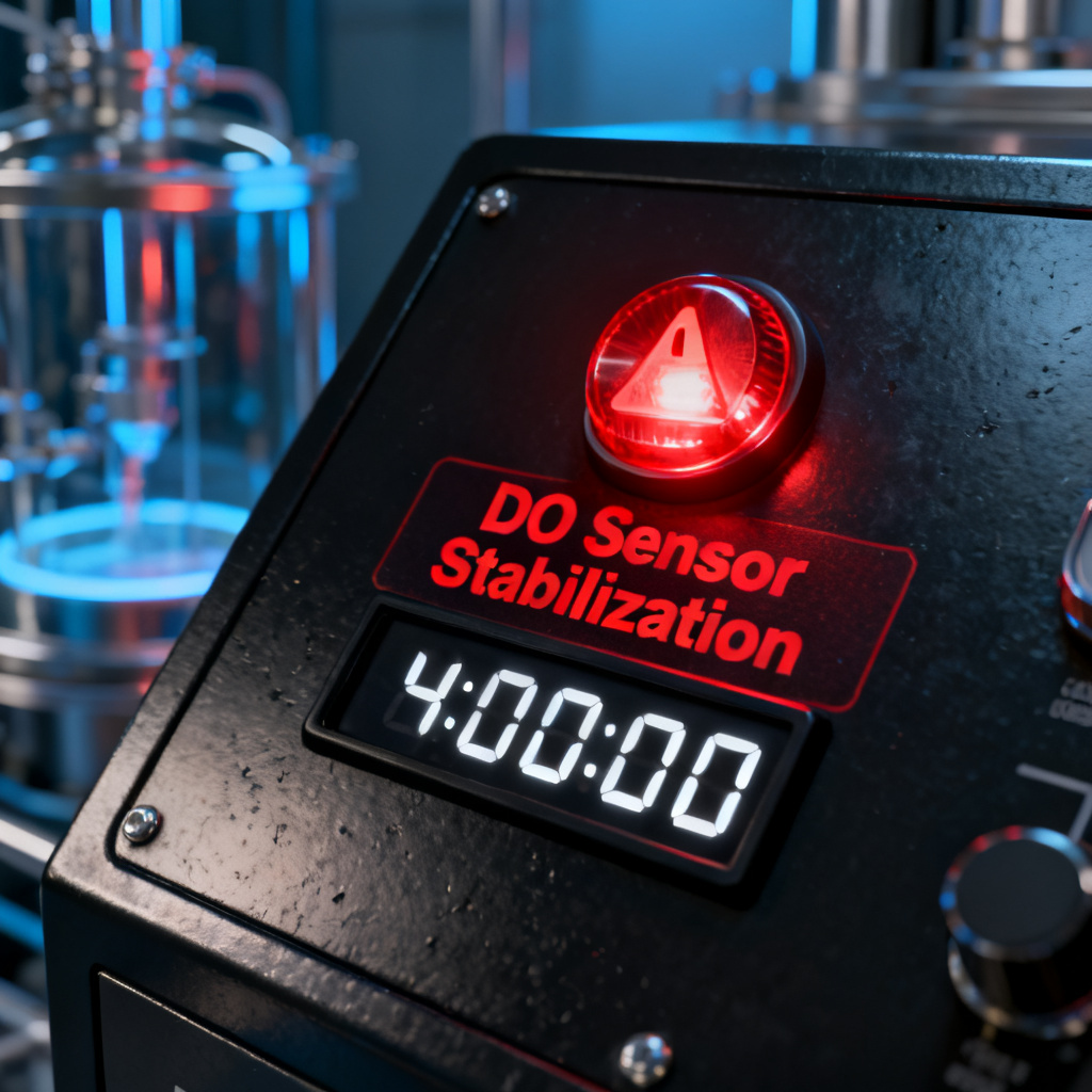 Bioreactor production delay caused by electrochemical DO sensor polarization and stabilization time