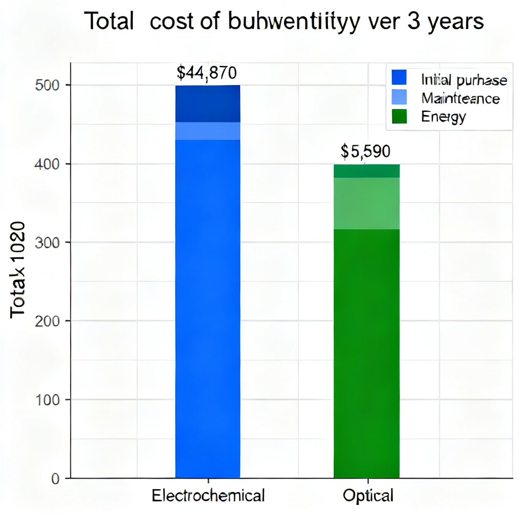 DO sensor TCO comparison chart 3 years optical vs electrochemical