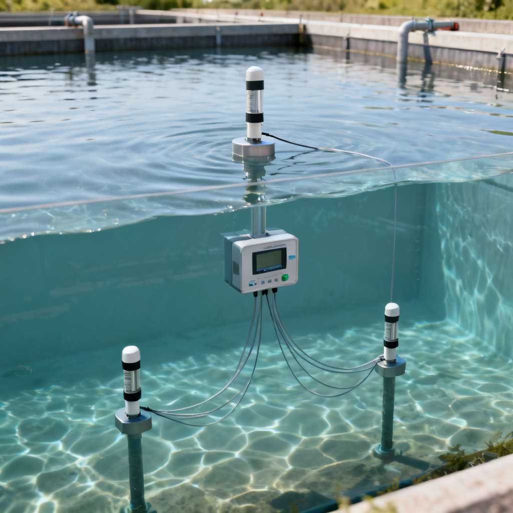 Multi-depth DO sensor network in aquaculture pond for top middle bottom monitoring