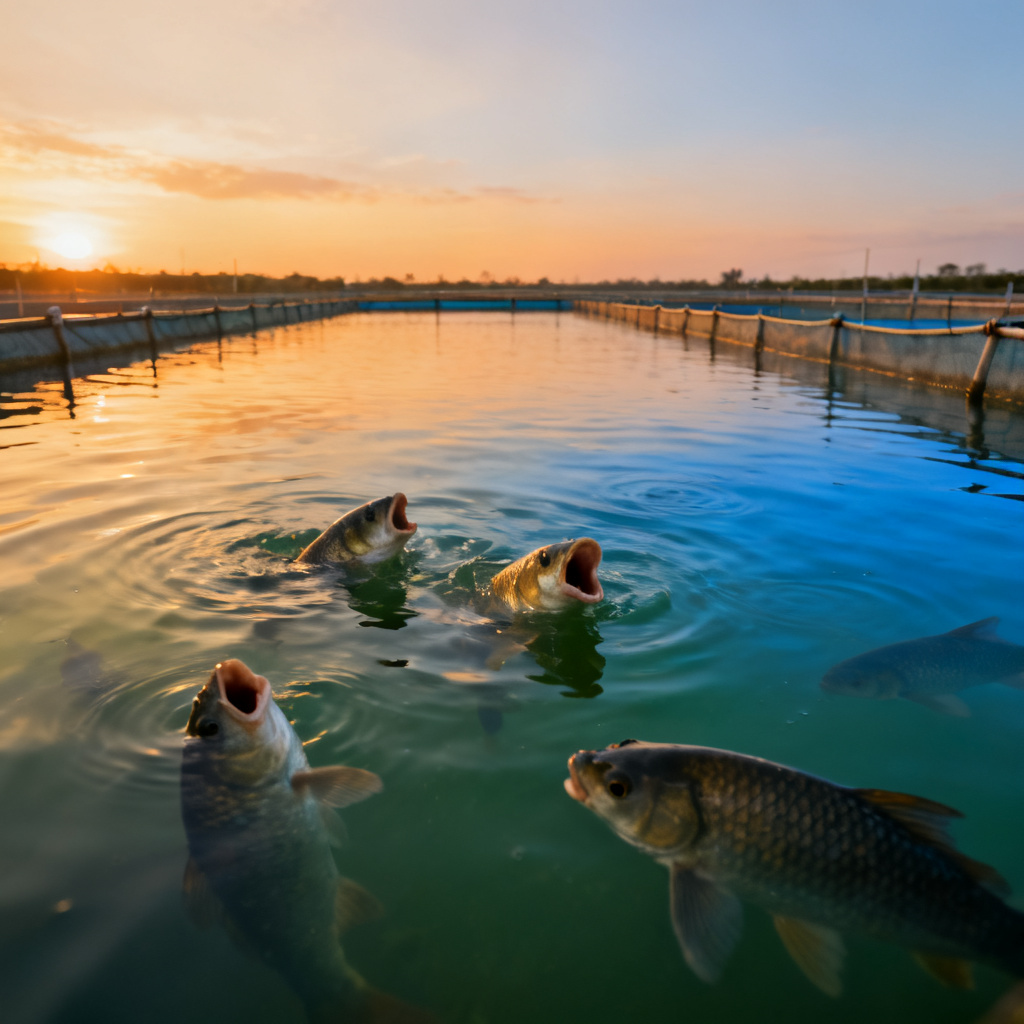 Nighttime DO dip in aquaculture pond showing oxygen depletion at night