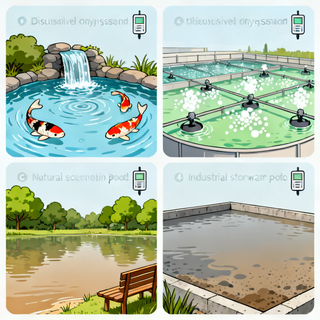 Pond dissolved oxygen sensor selection guide by pond categories koi aquaculture natural industrial