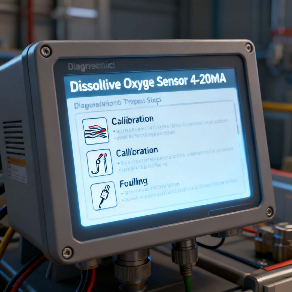 Dissolved Oxygen Sensor 4-20mA troubleshooting chart with common issues and solutions